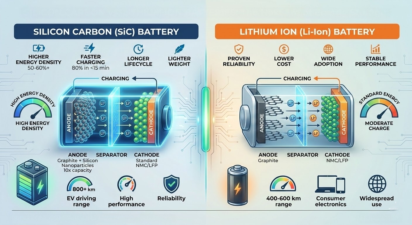 Silicon Carbon Battery vs Lithium Ion Battery